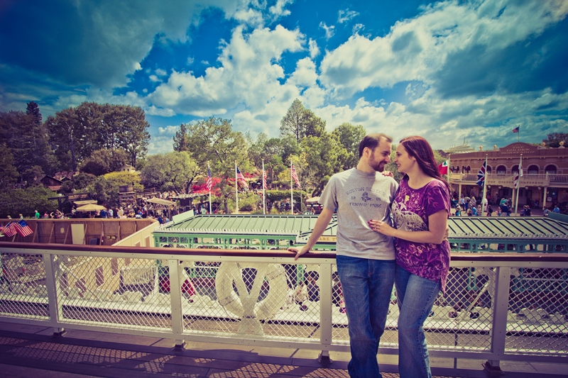 Couple posing on mark twain riverboat