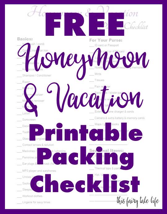 Free Printable Honeymoon Packing Checklist