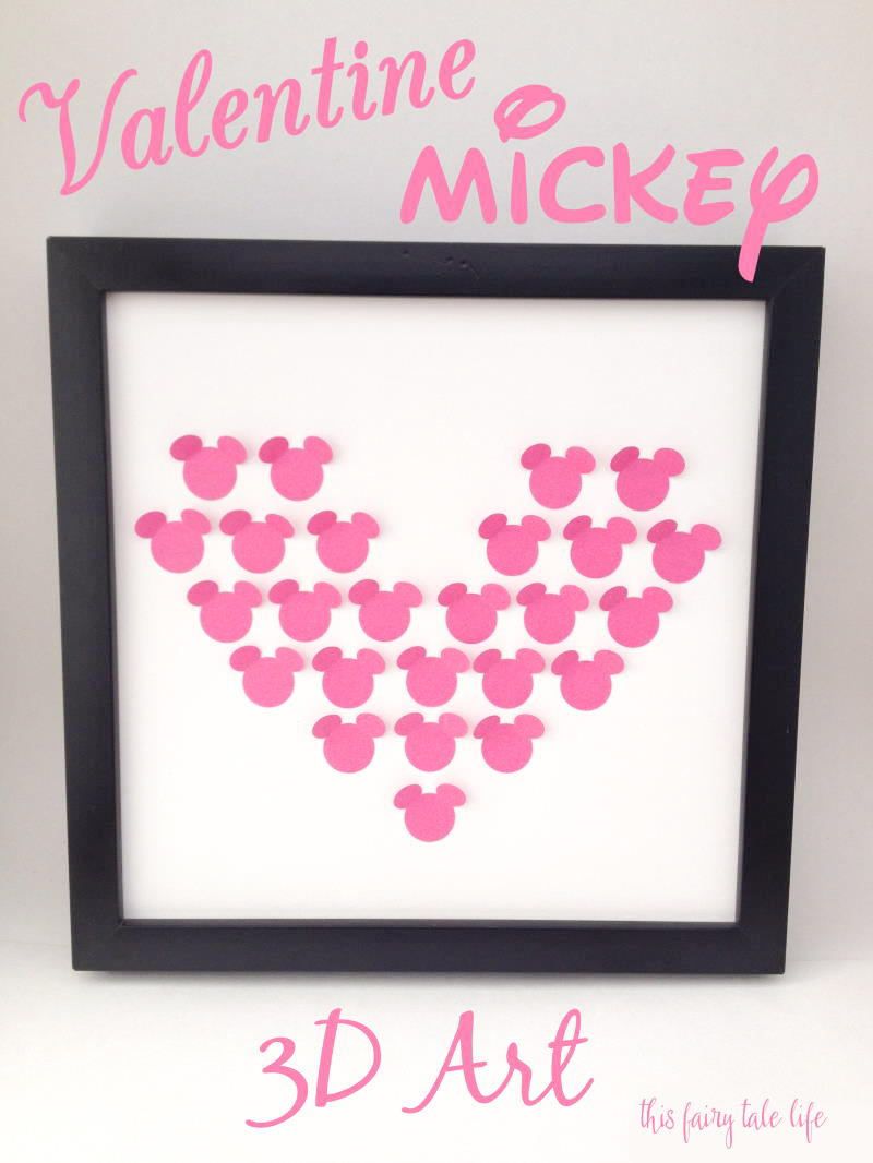 Mickey shapes forming a heart with text overlay "Valentine Mickey 3D Art"