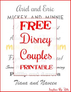 FREE Disney Couples Printable! - This Fairy Tale Life