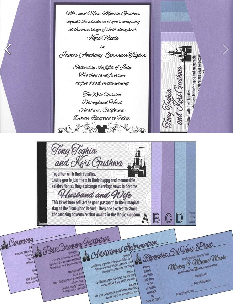 Keri Tony S Disneyland Ticket Book Wedding Invitations