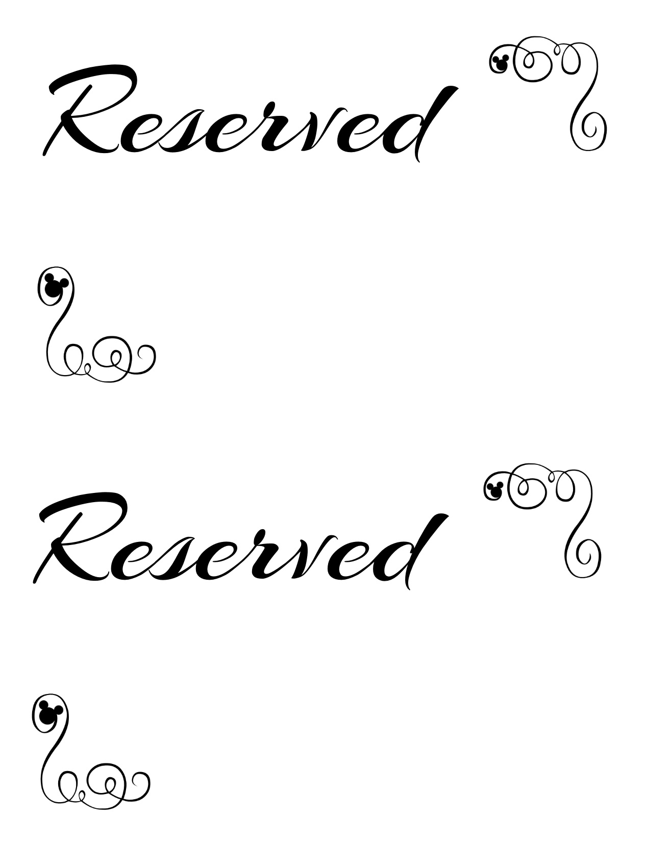 Printable Free Reserved Template