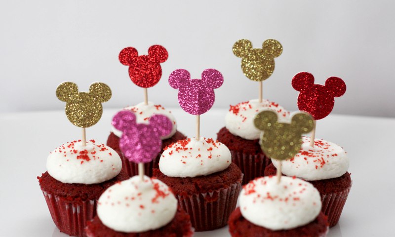 DIY Glitter Mickey Cupcake Toppers