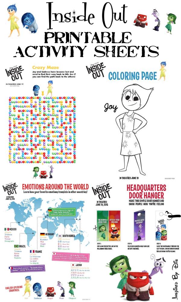 Inside Out Free Printable Activities and Recipes - This Fairy Tale Life