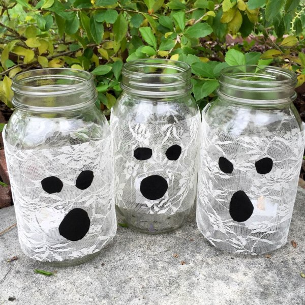 Easy DIY Mason Jar Ghost Luminaries