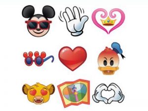 Grid of 9 images depicting Disney characters as emojis