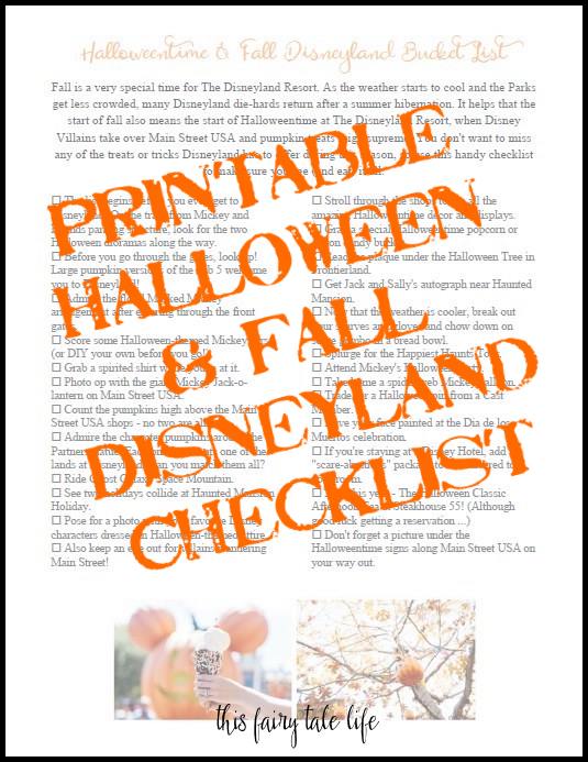 Halloweentime and Fall Disneyland Checklist