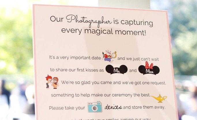 This Disney Themed Unplugged Wedding Sign is Too Cute