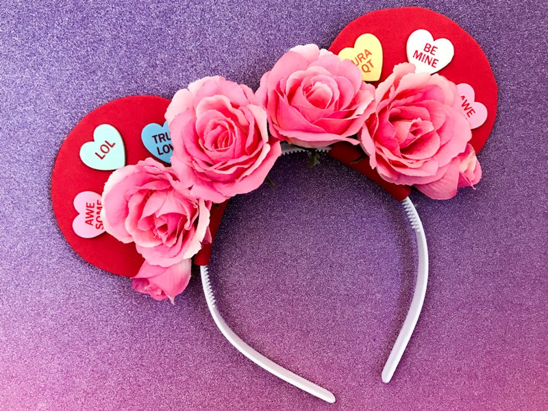 Conversation Heart Mickey Ears Tutorial for Valentine's Day