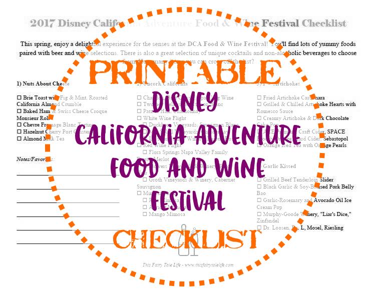 Guide to the Disney California Adventure Food and Wine Festival 2017 (including Printable Checklist)