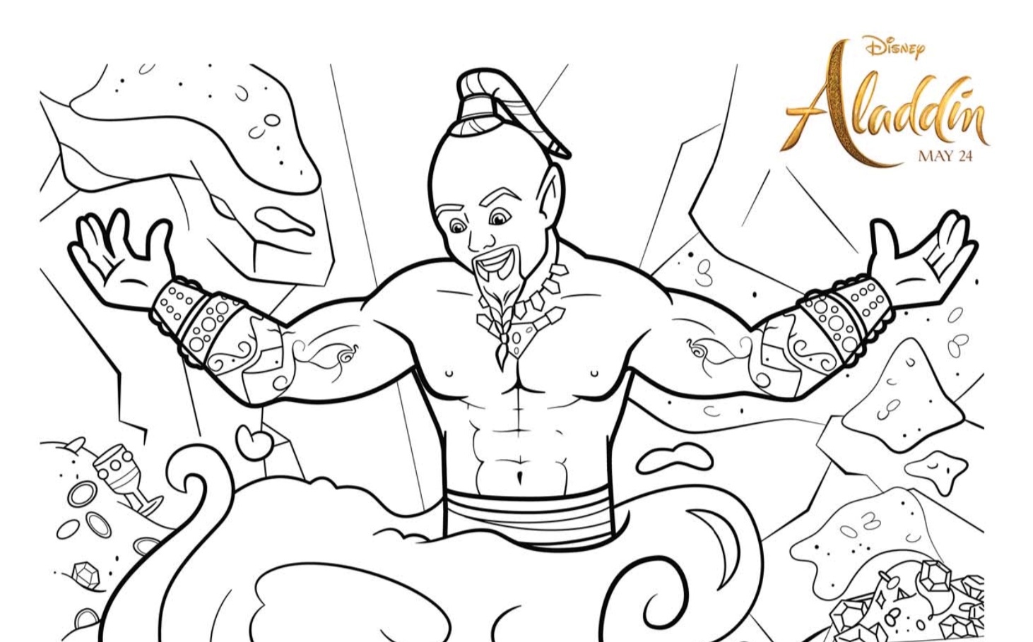 aladdin coloring page in black and white aladdin