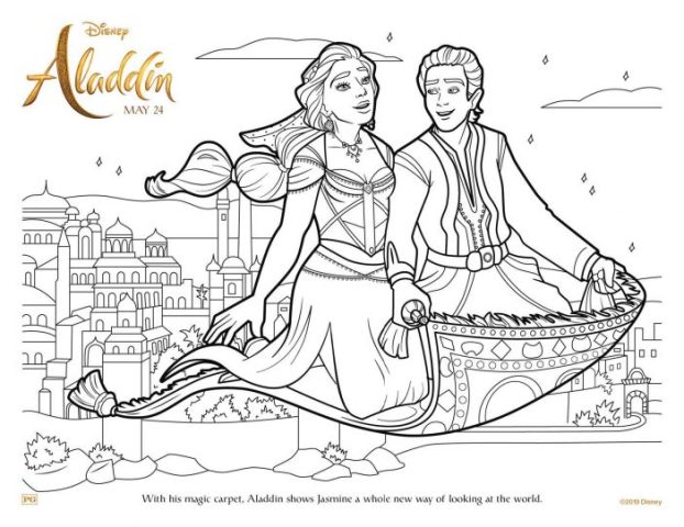 jasmine and aladdin wedding coloring pages