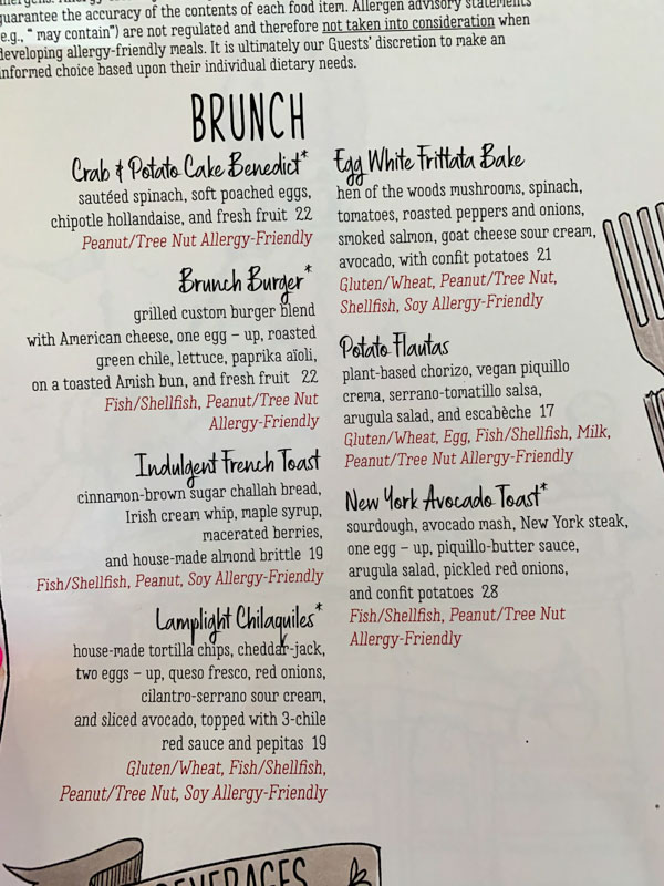 Lamplight Lounge Brunch Menu and Review