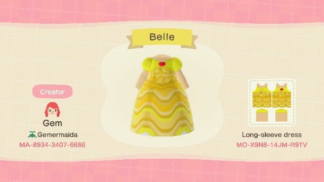 Belle dress with Creator Code for Animal Crossing: New Horizons