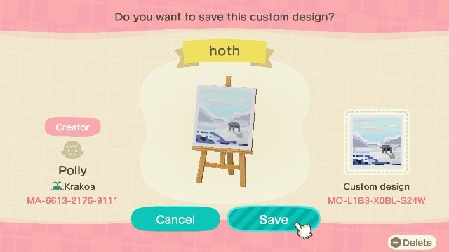 Hoth art with Creator Code for Animal Crossing: New Horizons