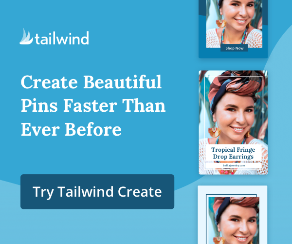 Banner for Tailwind Create with text overlay "Create beautiful pins faster than ever before"