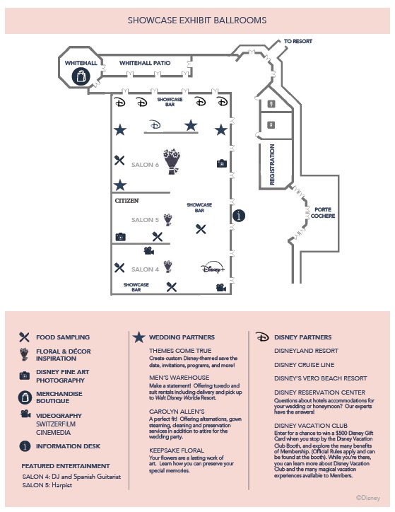 Map of expo at Walt Disney World weddings showcase