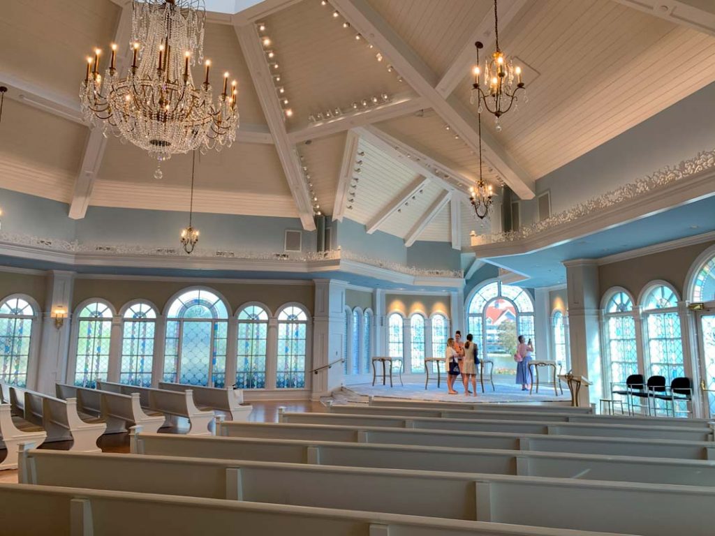 wide shot of interior of disney's wedding pavilion