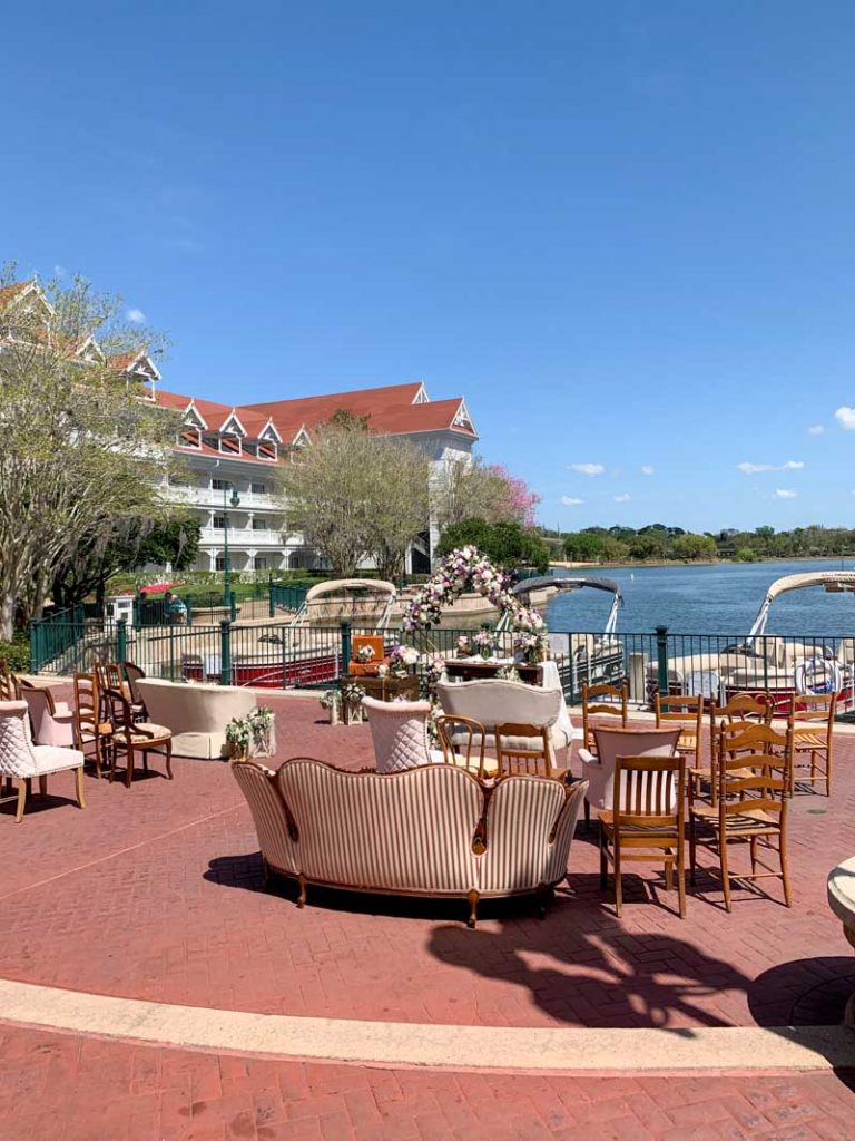 Wedding reception set up at Disney's Grand Floridian Hotel Marina