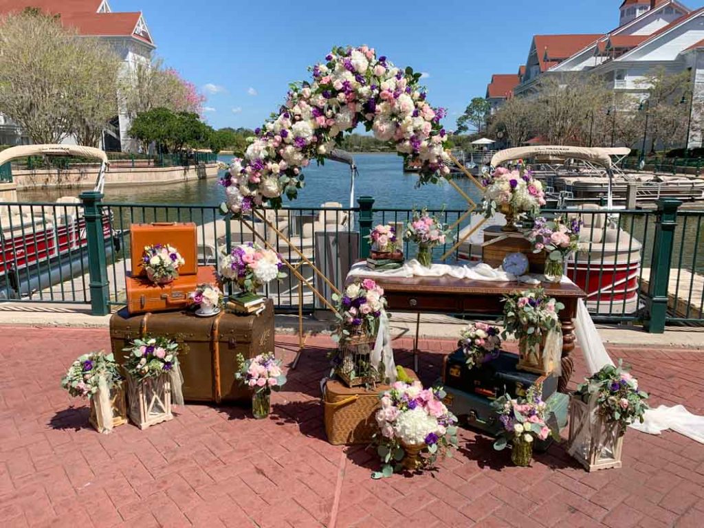 Wedding reception set up at Disney's Grand Floridian Hotel Marina