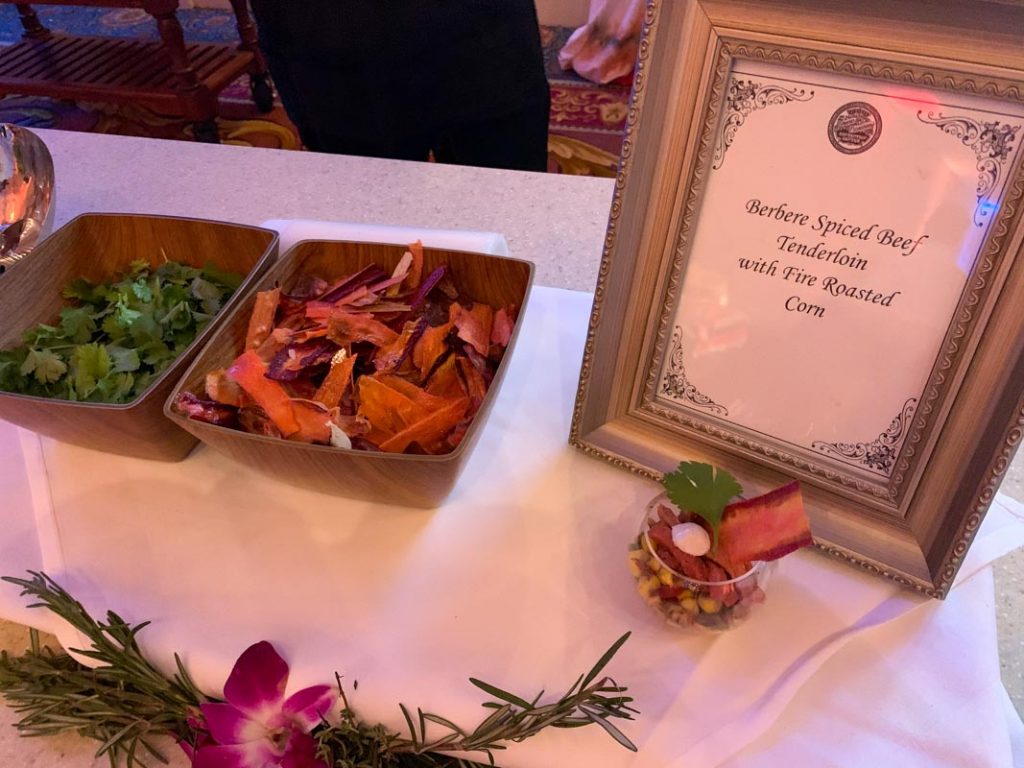 Table with menu and food items