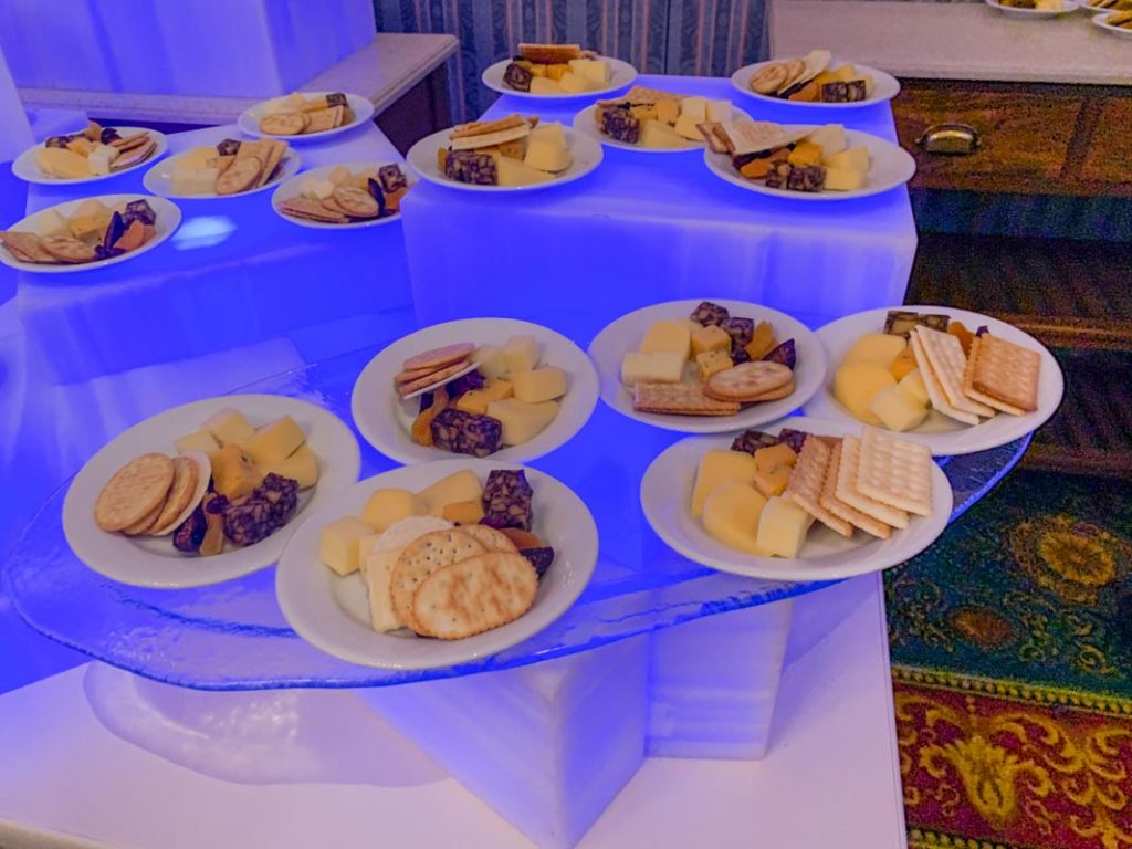 Small plates with cheese and crackers