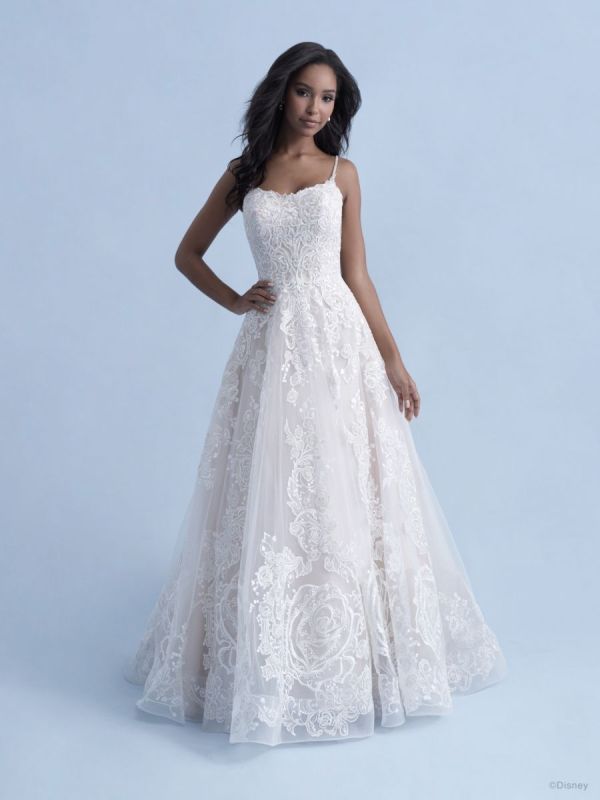 Bride wearing wedding gown inspired by Disney Princess Belle