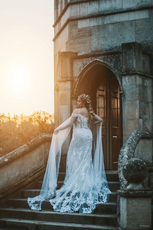 Bride wearing wedding gown inspired by Disney Princess Rapunzel