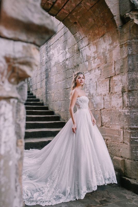 Bride wearing wedding gown inspired by Disney Princess Cinderella