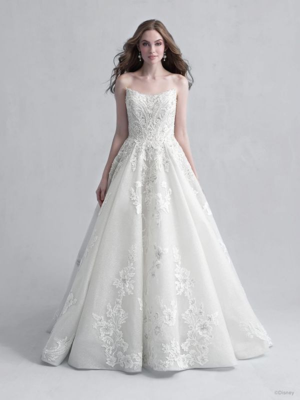Bride wearing wedding gown inspired by Disney Princess Aurora