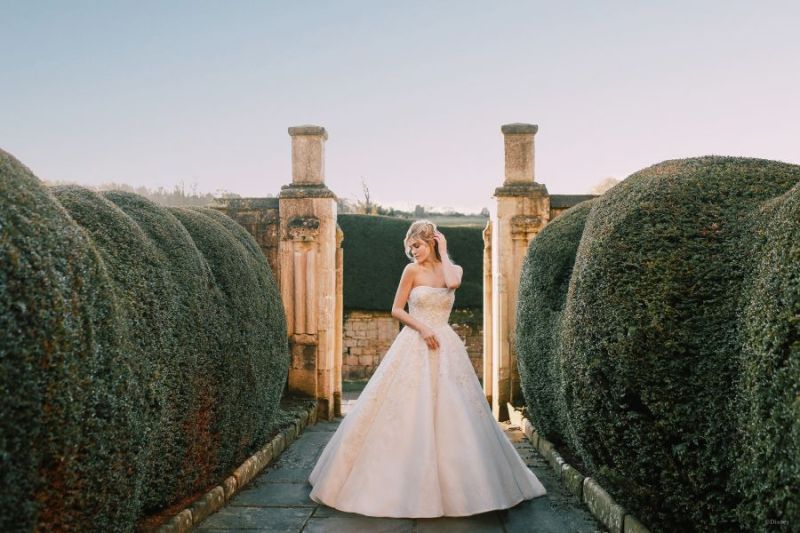 Bride wearing wedding gown inspired by Disney Princess Cinderella