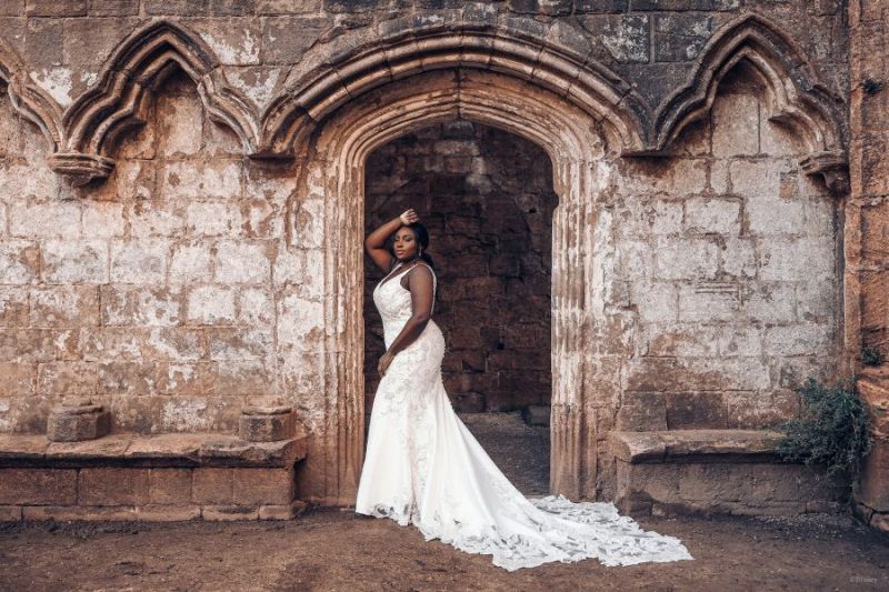 Bride wearing wedding gown inspired by Disney Princess Jasmine