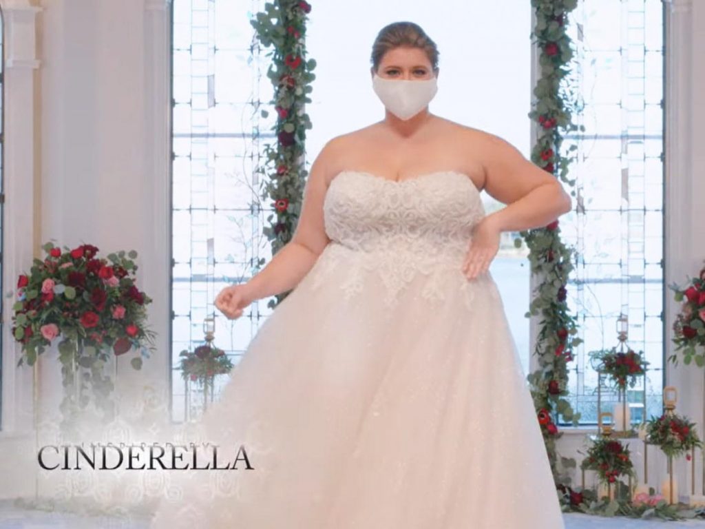 Woman wearing wedding gown inspired by Cinderella