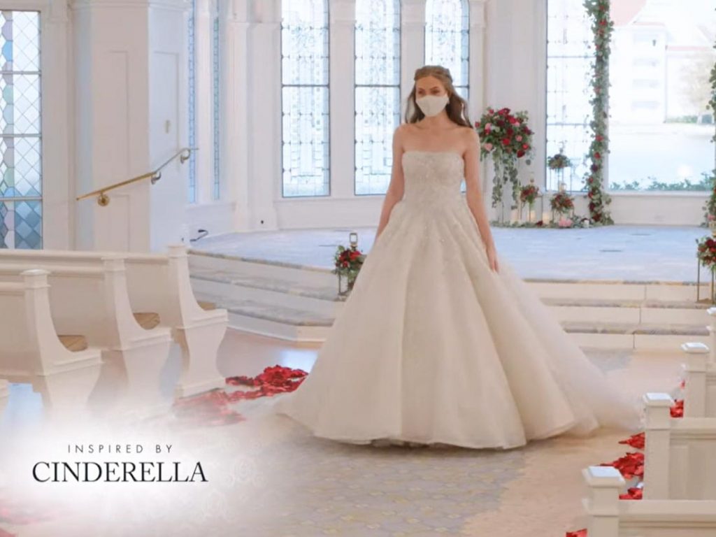 Woman wearing wedding gown inspired by Cinderella