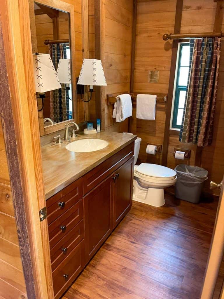 Sink and countertop in bathroom at Fort Wilderness Cabin