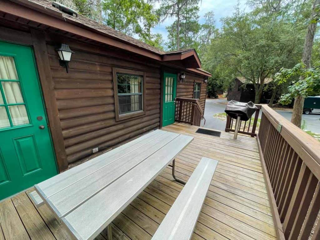 View of cabin deck from the table