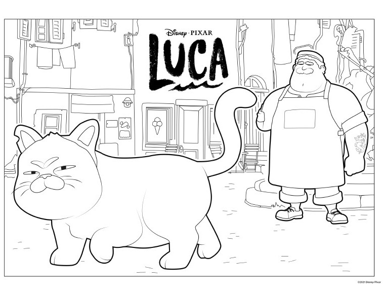 LUCA coloring page featuring a cat