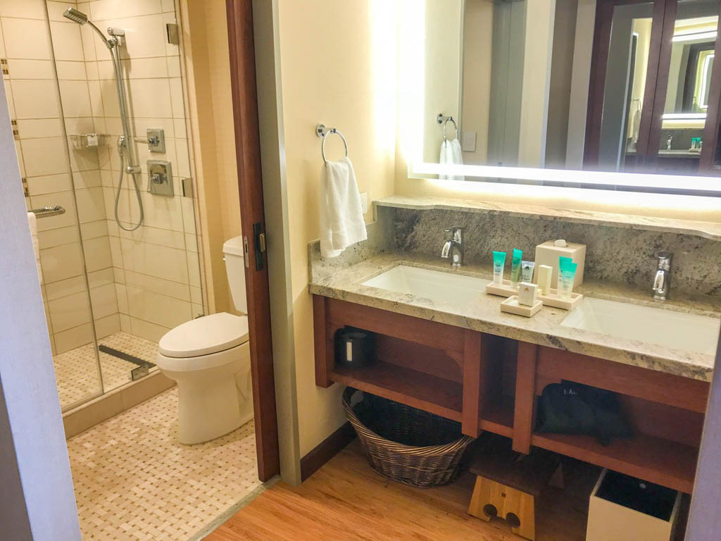 Washroom area of Disney's Grand Californian Hotel room