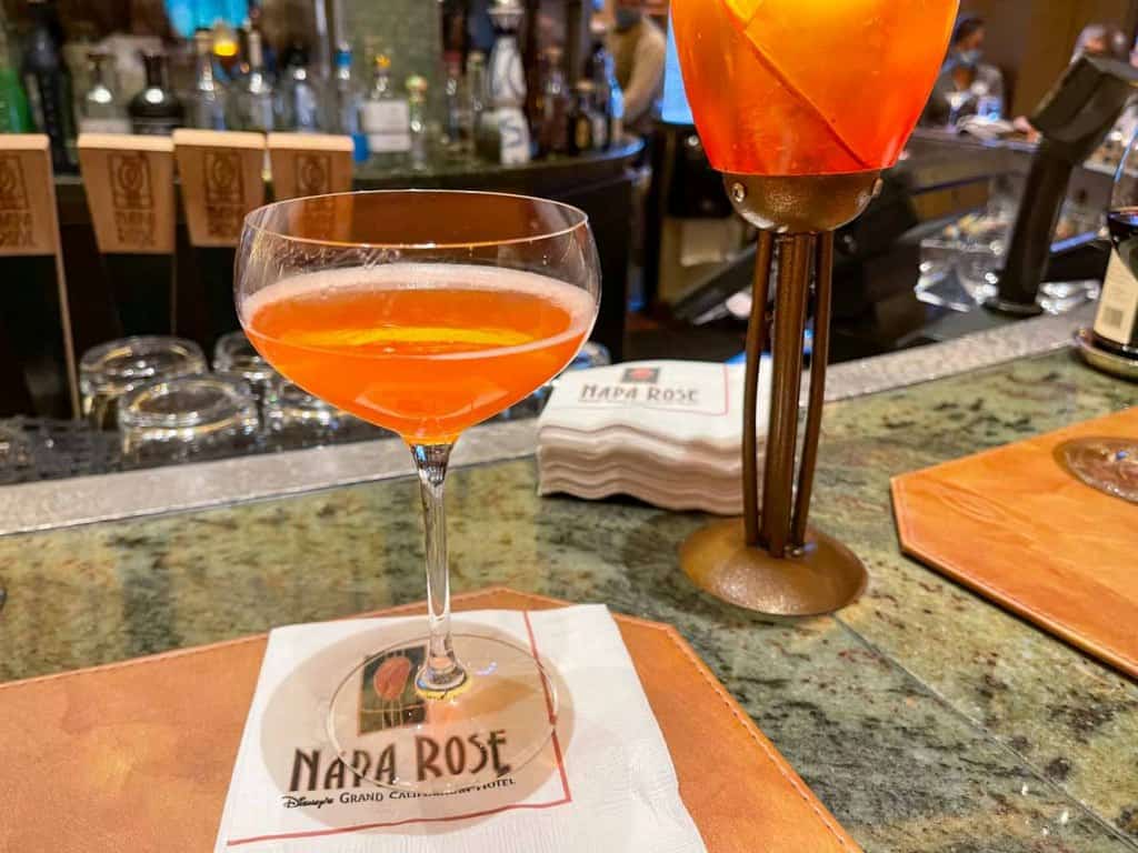 Kate and Ella bright orange martini from Napa Rose