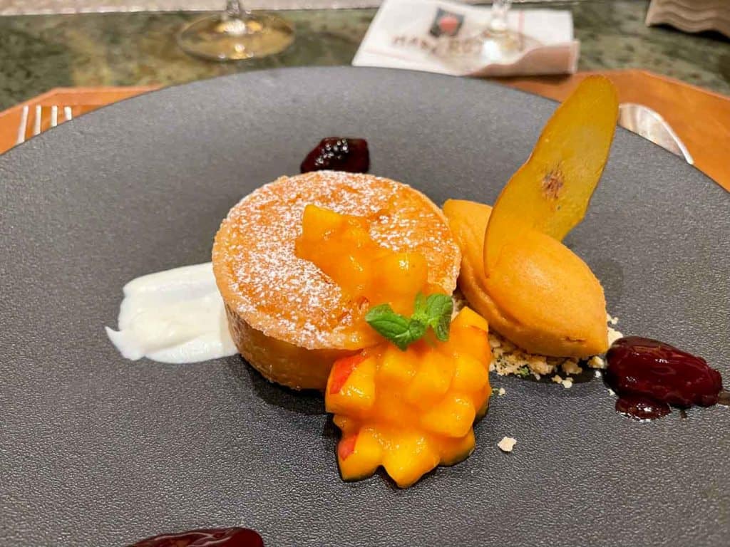 Peach pie dessert from Napa Rose