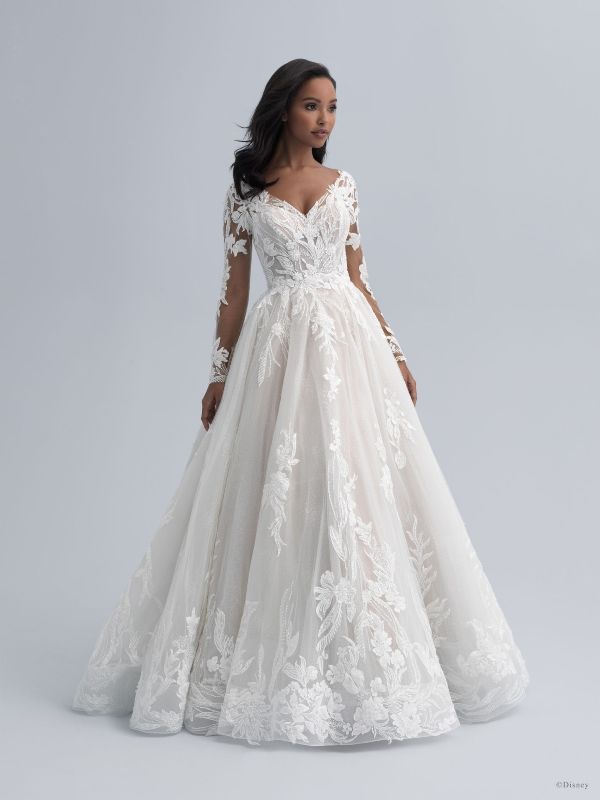 Lace Fit And Flare Wedding Dress With Detachable Cap Sleeves And Floral  Embroidered Details, Kleinfeld Bridal