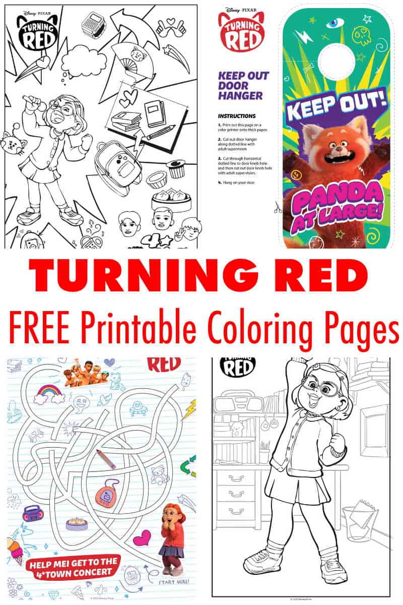 Turning Red activities collage