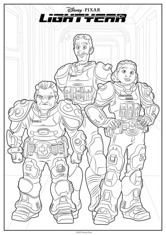 Lightyear movie coloring page with full group