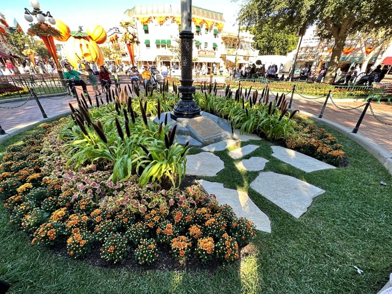 Walt's dedication spot and plaque at Disneyland in California