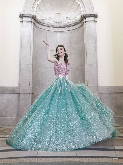 Woman poses in ballgown inspired by Ariel