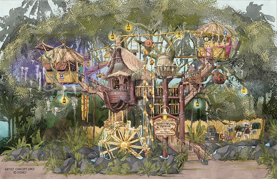 Concept art of new Adventureland Treehouse remodel at Disneyland in California