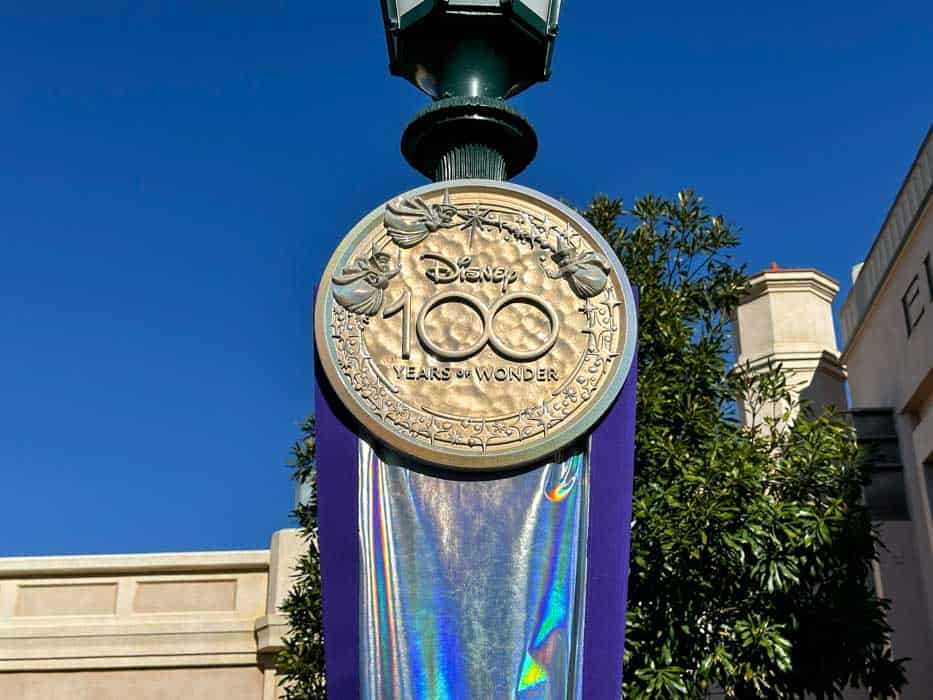 Disney 100 medallion at Disney California Adventure