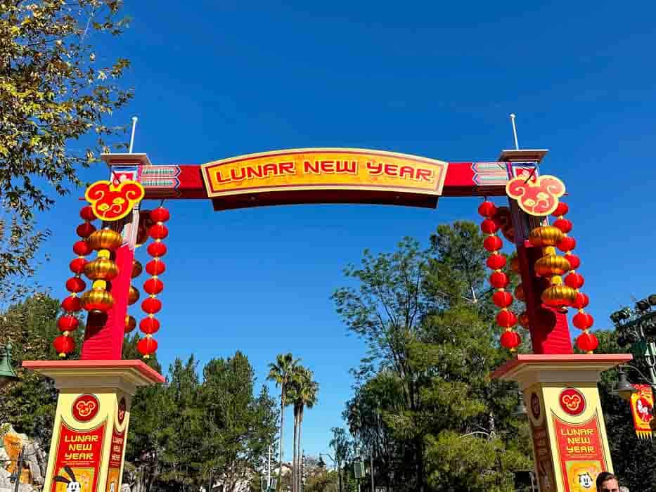 Sign reading Lunar New Year at Disney California Adventure