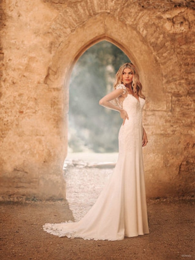 Model wears Rapunzel inspired wedding dress