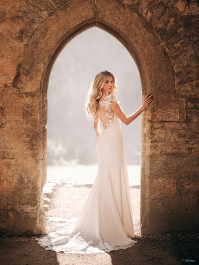 Model wears Rapunzel inspired wedding dress